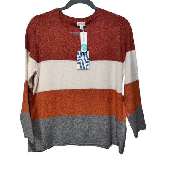 NWT Market & Spruce Women's Plus Sz 2X Sandra Crew Neck Sweater Burnt Orange - Picture 1 of 5